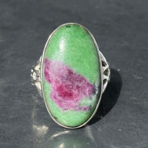 Shop Ruby Zoisite Rings! Ruby zoisite ring – oval ruby zoisite ring size U.K. – Z 1, US – 13, EU – 70 | Natural genuine Ruby Zoisite rings, simple unique handcrafted gemstone rings. #rings #jewelry #shopping #gift #handmade #fashion #style #affiliate #ad