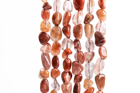 Genuine Natural Rutilated Quartz Gemstone Beads 7-10mm Multicolor Pebble Chips A Quality Loose Beads (117263)