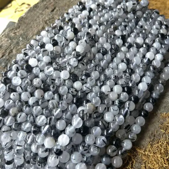 Black Rutile Quartz Beads Natural Crystal Beads Quartz Beads 6mm 8mm 10mm Beads Wholesale