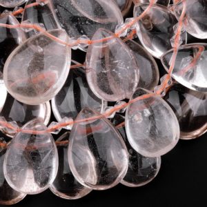 Natural Phantom Rutile Quartz Teardrop Beads Side Drilled Pendants 15.5" Strand | Natural genuine other-shape Gemstone beads for beading and jewelry making.  #jewelry #beads #beadedjewelry #diyjewelry #jewelrymaking #beadstore #beading #affiliate #ad