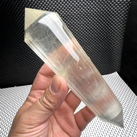 6.69"natural Large Rutilated Quartz Point/top Quality Himalayan Tibetan Rare 24 Sided Double Terminated Vogel Wand/reiki Healing Stick Gift
