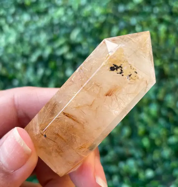 Rutilated Crystal Point (27.33) Rutile Quartz Crystal Tower, Rutilated Quartz Stone Point Natural Gemstone Tower Crystal Wand