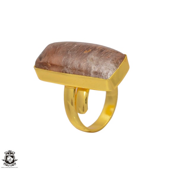 Size 6.5 - Size 8 Rutile Quartz Ring Meditation Ring 24k Gold Ring Gpr43