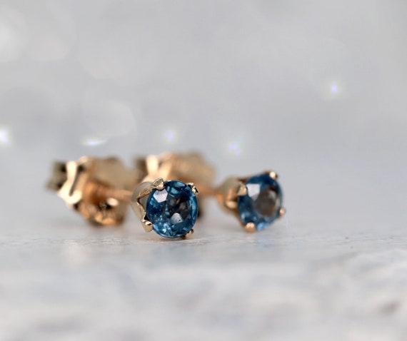 Light Blue Sapphire Stud Earrings, Cornflower Blue Sapphire Ear Studs, September Birthstone Gift, Precious Stone Earrings, Tiny Blue Studs