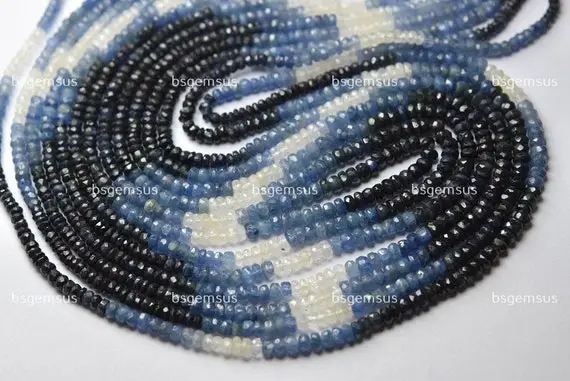 16 Inches Strand,superb-finest Quality,natural Blue Sapphire Faceted Rondelles,size. 2.5-3m
