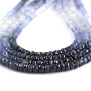 Shop Sapphire Faceted Beads! 8" Long Strand Natural Blue Sapphire Gemstone, Micro Faceted Rondelle Beads, Size 3.5 MM Genuine Quality Making Jewelry Wholesale Price | Natural genuine faceted Sapphire beads for beading and jewelry making.  #jewelry #beads #beadedjewelry #diyjewelry #jewelrymaking #beadstore #beading #affiliate #ad