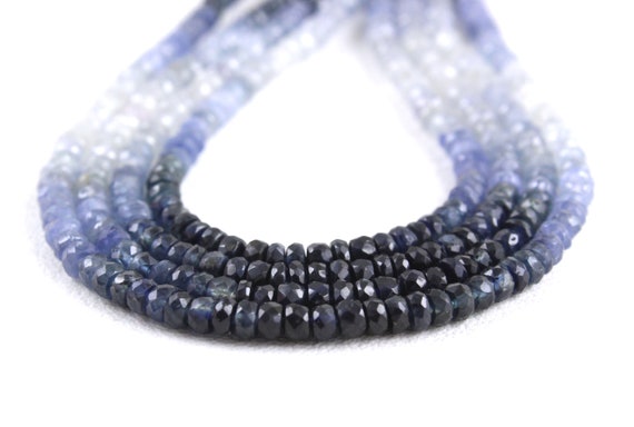 8" Long Strand Natural Blue Sapphire Gemstone, Micro Faceted Rondelle Beads, Size 3.5 Mm Genuine Quality Making Jewelry Wholesale Price