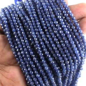 Shop Sapphire Beads! Best Quality 16" Natural Blue Sapphire Beads,Micro Faceted Rondelle Beads, 3-4 MM ,Sapphire Gemstone,Birthstone, Faceted Rondelle, Wholesale | Natural genuine beads Sapphire beads for beading and jewelry making.  #jewelry #beads #beadedjewelry #diyjewelry #jewelrymaking #beadstore #beading #affiliate #ad