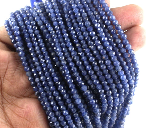 Best Quality 16" Natural Blue Sapphire Beads,micro Faceted Rondelle Beads, 3-4 Mm ,sapphire Gemstone,birthstone, Faceted Rondelle, Wholesale