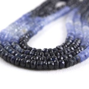 Shop Sapphire Faceted Beads! Natural Blue Sapphire Gemstone,Micro Faceted Rondelle Bead,8"Long Strand Blue Rondelle Top Quality Size 4 MM Making Jewelry Wholesale Price | Natural genuine faceted Sapphire beads for beading and jewelry making.  #jewelry #beads #beadedjewelry #diyjewelry #jewelrymaking #beadstore #beading #affiliate #ad