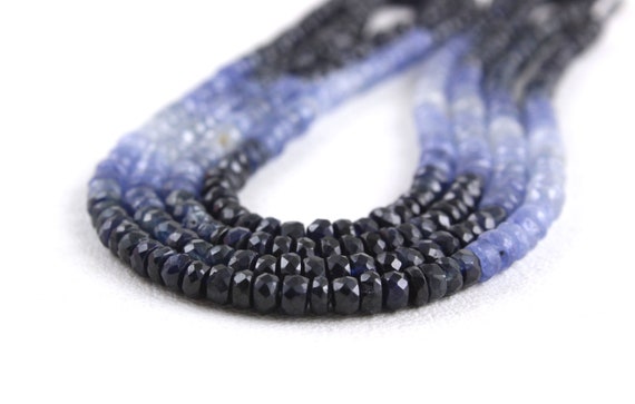 Natural Blue Sapphire Gemstone,micro Faceted Rondelle Bead,8"long Strand Blue Rondelle Top Quality Size 4 Mm Making Jewelry Wholesale Price