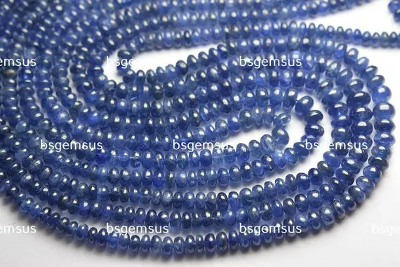 14 Inches Strand,superb-finest Quality,natural Burmese Blue Sapphire Smooth Rondelles,size.4-5m