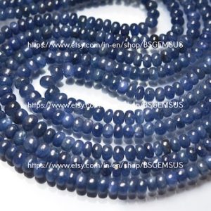 Shop Sapphire Rondelle Beads! 7 Inches Strand, Natural Burmese Blue Sapphire Smooth Rondelles,Size.4-5mm | Natural genuine rondelle Sapphire beads for beading and jewelry making.  #jewelry #beads #beadedjewelry #diyjewelry #jewelrymaking #beadstore #beading #affiliate #ad