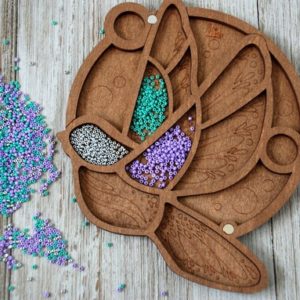 Shop Beading Boards & Trays! Seed Beads Bird Organizer with Plastic Lid, Wooden Tray, Beading Supplies Storage, Beads Container, Wood Bead Board, Gift for Her | Shop jewelry making and beading supplies, tools & findings for DIY jewelry making and crafts. #jewelrymaking #diyjewelry #jewelrycrafts #jewelrysupplies #beading #affiliate #ad