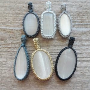 Shop Selenite Necklaces! Selenite contrast necklace /Macrame with white Selenite Angel Stone Third Eye Chakra white stone necklace Balance  stones | Natural genuine Selenite necklaces. Buy crystal jewelry, handmade handcrafted artisan jewelry for women.  Unique handmade gift ideas. #jewelry #beadednecklaces #beadedjewelry #gift #shopping #handmadejewelry #fashion #style #product #necklaces #affiliate #ad