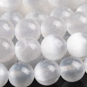 Shop Selenite Beads! Genuine Natural Selenite Gemstone Beads 6MM Cat Eye White Round AAA+ Quality Loose Beads (115988) | Natural genuine round Selenite beads for beading and jewelry making.  #jewelry #beads #beadedjewelry #diyjewelry #jewelrymaking #beadstore #beading #affiliate #ad