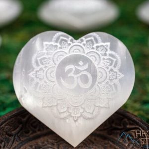 Shop Selenite Shapes! SELENITE Crystal Heart – Om Mandala – Self Care, Home Decor, Healing Crystals and Stones, E1890 | Natural genuine stones & crystals in various shapes & sizes. Buy raw cut, tumbled, or polished gemstones for making jewelry or crystal healing energy vibration raising reiki stones. #crystals #gemstones #crystalhealing #crystalsandgemstones #energyhealing #affiliate #ad
