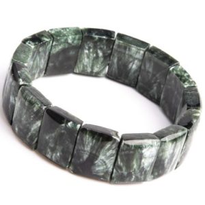 18x13x6MM Seraphinite Beads Deep Green Rectangle Bracelet Grade AAA Genuine Natural Gemstone 7.5" (119053h-183) | Natural genuine Seraphinite bracelets. Buy crystal jewelry, handmade handcrafted artisan jewelry for women.  Unique handmade gift ideas. #jewelry #beadedbracelets #beadedjewelry #gift #shopping #handmadejewelry #fashion #style #product #bracelets #affiliate #ad