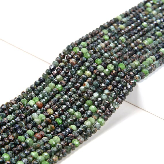 3x2mm Natural Russian Seraphinite Gemstone Micro Faceted Rondelle Loose Beads (p35)