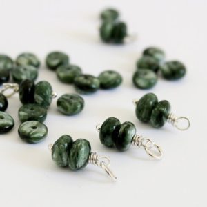 Shop Seraphinite Rings! Seraphinite Charm, Seraphinite Dangle, Sterling Silver Wire Wrapped With or Without Jump Rings, Natural Seraphinite | Natural genuine Seraphinite rings, simple unique handcrafted gemstone rings. #rings #jewelry #shopping #gift #handmade #fashion #style #affiliate #ad
