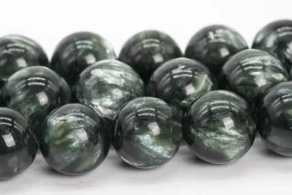 13mm Seraphinite Beads Grade Aaa Genuine Natural Gemstone Round Loose Beads 16" / 8" Bulk Lot Options (111134)