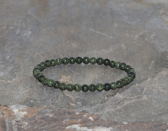 4mm Serpentine Beaded Bracelet Green Bead Bracelet Healing Stone Bracelet Men Bracelet Women Bracelet Gemstone Jewelry Yoga Bracelet