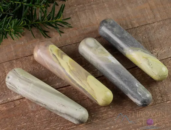 Serpentine Crystal Massage Wand - Crystal Wand, Self Care, Healing Crystals And Stones, E1147