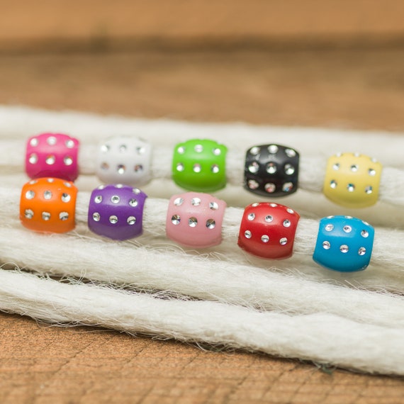 Set Of 10 Acrylic Barrel Dread Beads  7.2 Mm Hole Size. Jewellery Making Multicolour Pack