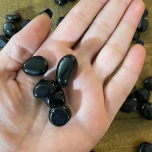 Shop Tumbled Obsidian Crystals & Pocket Stones! Set of 5 Obsidian Tumbles | Natural genuine stones & crystals in various shapes & sizes. Buy raw cut, tumbled, or polished gemstones for making jewelry or crystal healing energy vibration raising reiki stones. #crystals #gemstones #crystalhealing #crystalsandgemstones #energyhealing #affiliate #ad
