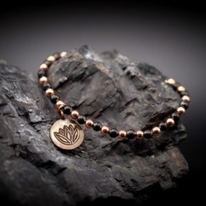 Shungite + Copper Healing Bracelet EMF 5G Protection 4mm, 6mm, 8mm Lotus Charm Optional | Natural genuine Array bracelets. Buy crystal jewelry, handmade handcrafted artisan jewelry for women.  Unique handmade gift ideas. #jewelry #beadedbracelets #beadedjewelry #gift #shopping #handmadejewelry #fashion #style #product #bracelets #affiliate #ad