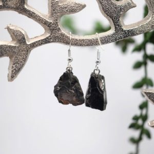 Shop Shungite Earrings! ELITE NOBLE Silver Shungite Drop Earrings with 925 Sterling Silver Ear Wires 3g 0.75'' length | Natural genuine Shungite earrings. Buy crystal jewelry, handmade handcrafted artisan jewelry for women.  Unique handmade gift ideas. #jewelry #beadedearrings #beadedjewelry #gift #shopping #handmadejewelry #fashion #style #product #earrings #affiliate #ad