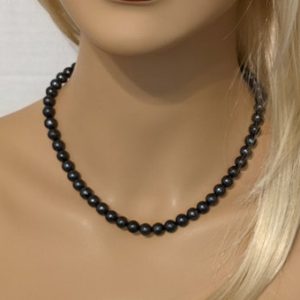 Shop Shungite Necklaces! Shungite Necklace, Natural Genuine, Smooth Regular Size 8mm Beads, 5G Jewelry, EMF, Intensive Black Color, Elite Shungite, Made in the USA | Natural genuine Shungite necklaces. Buy crystal jewelry, handmade handcrafted artisan jewelry for women.  Unique handmade gift ideas. #jewelry #beadednecklaces #beadedjewelry #gift #shopping #handmadejewelry #fashion #style #product #necklaces #affiliate #ad