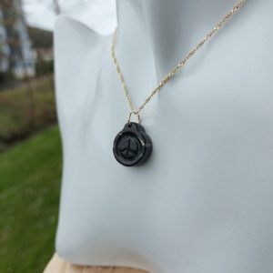 Shungite necklace, peace sign necklace, peace sign jewelry, hand-carved stone, EMF protection, peace symbol pendant, shungite healing stone | Natural genuine Array necklaces. Buy crystal jewelry, handmade handcrafted artisan jewelry for women.  Unique handmade gift ideas. #jewelry #beadednecklaces #beadedjewelry #gift #shopping #handmadejewelry #fashion #style #product #necklaces #affiliate #ad