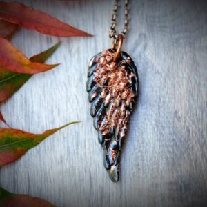 ELITE NOBLE Shungite + Copper Orgonite 1.75'' Angel Wing Pendant Rose Gold Chain or Black Cotton Cord Anti-EMF Necklace Orgone Energy | Natural genuine Shungite pendants. Buy crystal jewelry, handmade handcrafted artisan jewelry for women.  Unique handmade gift ideas. #jewelry #beadedpendants #beadedjewelry #gift #shopping #handmadejewelry #fashion #style #product #pendants #affiliate #ad
