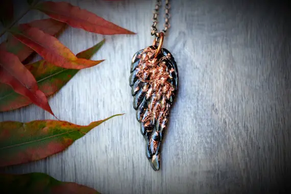 Elite Noble Shungite + Copper Orgonite 1.75'' Angel Wing Pendant Rose Gold Chain Or Black Cotton Cord Anti-emf Necklace Orgone Energy