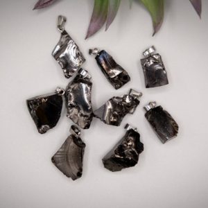 ELITE NOBLE Silver Shungite Pendant with Silver Hook 3g 0.75'' Necklace Chain Optional | Natural genuine Gemstone pendants. Buy crystal jewelry, handmade handcrafted artisan jewelry for women.  Unique handmade gift ideas. #jewelry #beadedpendants #beadedjewelry #gift #shopping #handmadejewelry #fashion #style #product #pendants #affiliate #ad