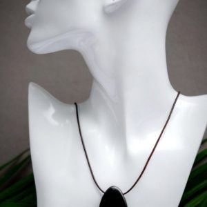 Shungite EMF 5G Protection 1.5-2in Flat Tumble Pebble Pendant Side Hole Black Cotton Wax Cord Genuine Leather Slip Knot Adjustable Necklace | Natural genuine Array jewelry. Buy crystal jewelry, handmade handcrafted artisan jewelry for women.  Unique handmade gift ideas. #jewelry #beadedjewelry #beadedjewelry #gift #shopping #handmadejewelry #fashion #style #product #jewelry #affiliate #ad