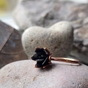 Shop Shungite Rings! Shungite Protection Stone Jewelry, Multiple Stone Jewelry in 14K Rose Gold Fill, Trending Lotus Flower Ring from Gemologies | Natural genuine Shungite rings, simple unique handcrafted gemstone rings. #rings #jewelry #shopping #gift #handmade #fashion #style #affiliate #ad