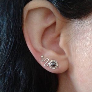 Silver ear climbers, stylish ear cuffs, hematite earrings, black ear jackets, simple ear crawlers, cool earring cuffs, sustainable jewelry | Natural genuine Hematite earrings. Buy crystal jewelry, handmade handcrafted artisan jewelry for women.  Unique handmade gift ideas. #jewelry #beadedearrings #beadedjewelry #gift #shopping #handmadejewelry #fashion #style #product #earrings #affiliate #ad
