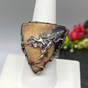 Shop Petrified Wood Jewelry! size 11 Petrified Wood ring – Unique Artisan ring – testament ring – OOAK | Natural genuine Petrified Wood jewelry. Buy crystal jewelry, handmade handcrafted artisan jewelry for women.  Unique handmade gift ideas. #jewelry #beadedjewelry #beadedjewelry #gift #shopping #handmadejewelry #fashion #style #product #jewelry #affiliate #ad
