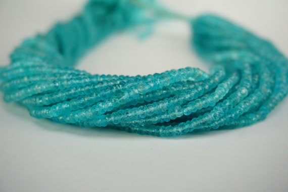 Sky Apatite Faceted Rondelle Beads, 4 Mm Sky Apatite Rondelle Beads, Aaa+ Quality Faceted Gemstone Beads, Wholesale Beads