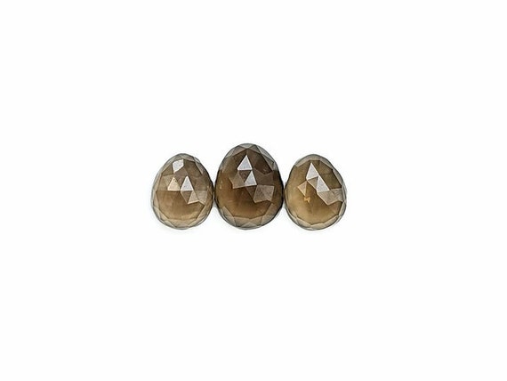 Smoky Quartz Cabochons Rose Cut - 9 To 10 Mm - Rose Cut Smokey Quartz Cabs