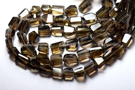 7 Inch Strand, Natural Smoky Quartz Faceted Nuggets  Shape Size 10-12mm