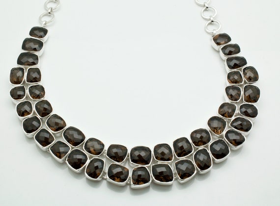 Sterling Silver Faceted Smoky Quartz Necklace