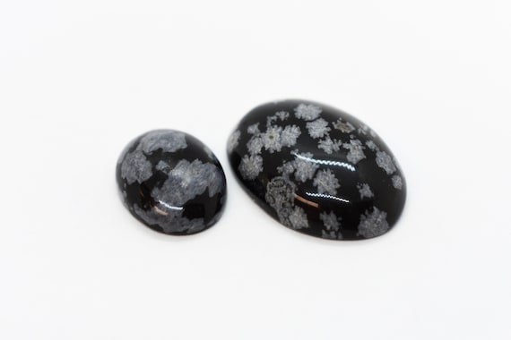 Snowflake Obsidian (natural) A Grade Oval Cabochon - 4 Sizes Available! Black Cabochons For Jewelry Making And Necklaces, Beads Bulk