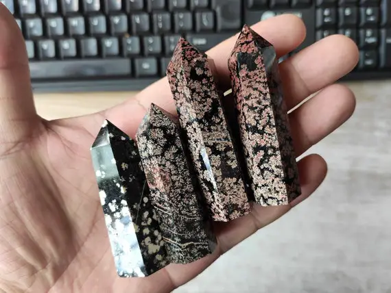 Obsidian Tower Natural Snowflake Obsidian Tower Obsidian Crystal Tower Chakra Tower Wand Healing Crystal Bulk Wholesale