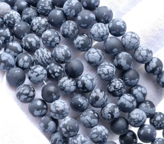 6mm Matte Snowflake Obsidian Gemstone Round Loose Beads 15 Inch Full Strand (80002357-m9)