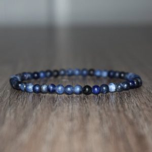 Shop Sodalite Jewelry! 4mm Matte Blue Sodalite Bracelet for Men, Sodalite Jewelry, Mens Bracelet, Healing Crystal Bracelet for Women, Gemstone Bracelet, Meditation | Natural genuine Sodalite jewelry. Buy handcrafted artisan men's jewelry, gifts for men.  Unique handmade mens fashion accessories. #jewelry #beadedjewelry #beadedjewelry #shopping #gift #handmadejewelry #jewelry #affiliate #ad