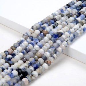 Shop Sodalite Faceted Beads! 6X4MM Natural Rare White Sodalite Gemstone Grade AAA Micro Faceted Rondelle Loose Beads (P37) | Natural genuine faceted Sodalite beads for beading and jewelry making.  #jewelry #beads #beadedjewelry #diyjewelry #jewelrymaking #beadstore #beading #affiliate #ad