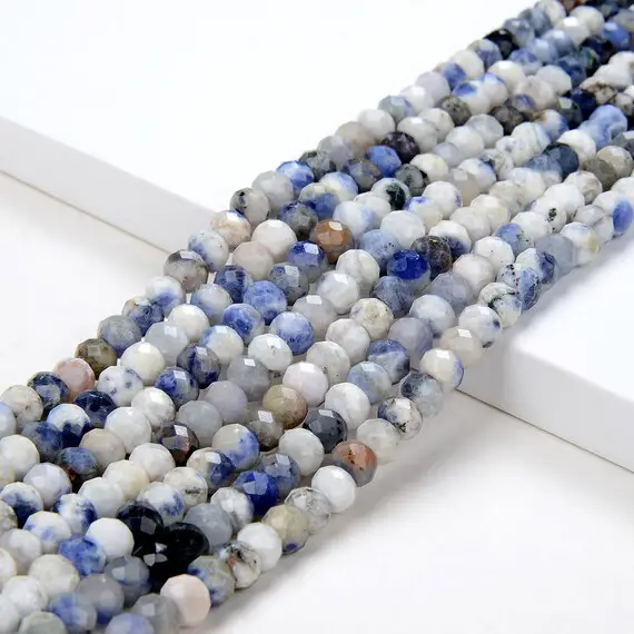 6x4mm Natural Rare White Sodalite Gemstone Grade Aaa Micro Faceted Rondelle Loose Beads (p37)